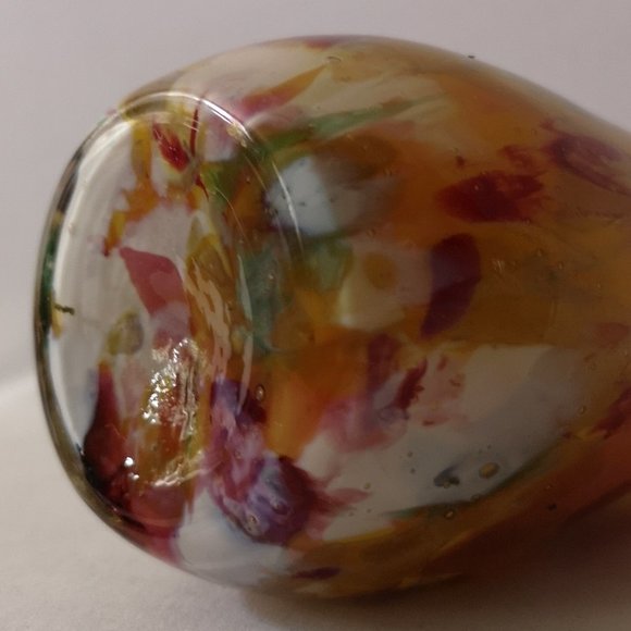 Lovely Tutti-Frutti Pattern Hand-blown Art Glass Vessel Applied Clear Handle - Picture 6 of 6